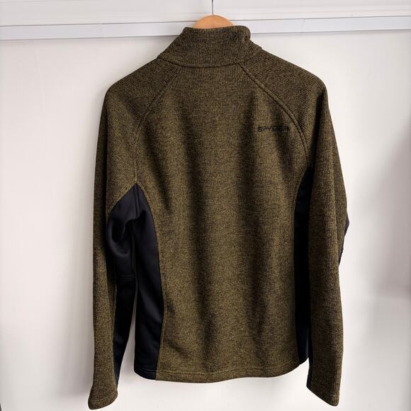 Spyder Men's Outbound Green Black Sz Medium Quarter Zip Jacket Sweater - Picture 4 of 7